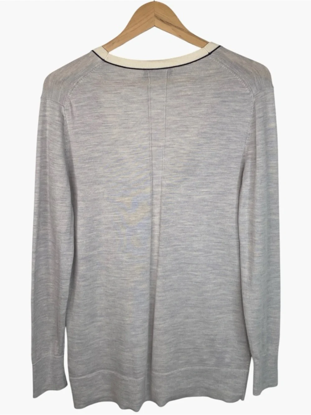 BANANA REPUBLIC 100% Merino Wool Cardigan - Heathered Gray/Cream- Size S - Picture 4 of 5